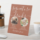 テラコッタ結婚の愛犬のシグネチャードリンク 台座サイン (インサイチュ)