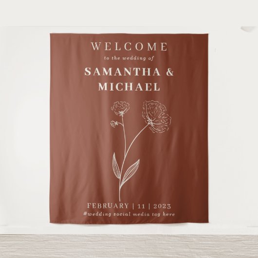 テラコッタ結婚の木綿花へようこそ タペストリー (正面)