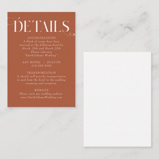 テラコッタ結婚の詳細エンクロージャカード エンクロージャーカード (正面/裏面)