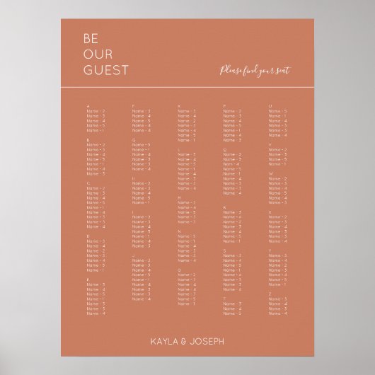 テラコッタ結婚アルファベットの座席表 ポスター (正面)