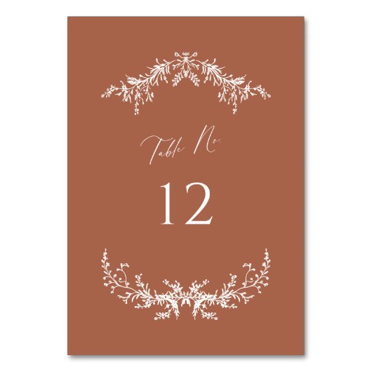 テラコッタ結婚コテージのテーブル番号カード テーブルナンバー (正面)