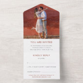 テラコッタ結婚ス | Burnt Orange Rust RSVP オールインワン招待状 (内側)