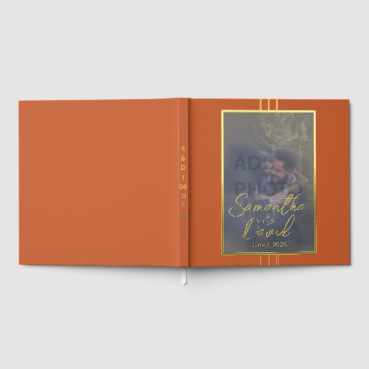 テラコッタ結婚フォトのフォイルのゲストブック ゲストブック (全面)