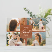 テラコッタ結婚フローラの写真コラージュ サンキューカード (スタンド正面)