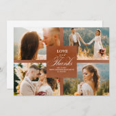 テラコッタ結婚フローラの写真コラージュ サンキューカード (正面/裏面)