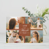 テラコッタ結婚フローラの写真コラージュ サンキューカード (スタンド正面)