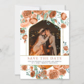 テラコッタ結婚フローラの写真日付を保存 マグネット招待状 (正面)