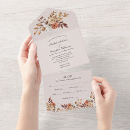 テラコッタ結婚フローラオールインワン招待状 オールインワン招待状