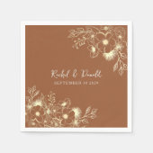 テラコッタ結婚フローラナプキンス スタンダードカクテルナプキン (正面)