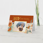 テラコッタ結婚フローラフォイルサンキューカード 箔グリーティングカード (正面)