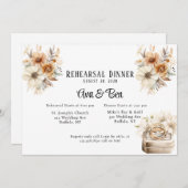 テラコッタ結婚フローラリングや輪リハーサルディナー 招待状 (正面/裏面)