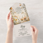 テラコッタ結婚フローラ オールインワン招待状 (貼ってはがせる)