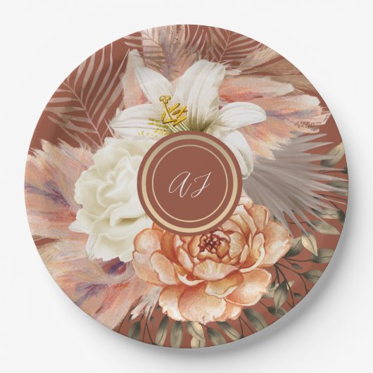テラコッタ結婚フローラ ペーパープレート (正面)