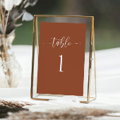 テラコッタ結婚ミニマリストのテーブル番号カード 招待状