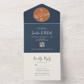 テラコッタ結婚モノグラムの全て一つの招待状 オールインワン招待状 (内側)