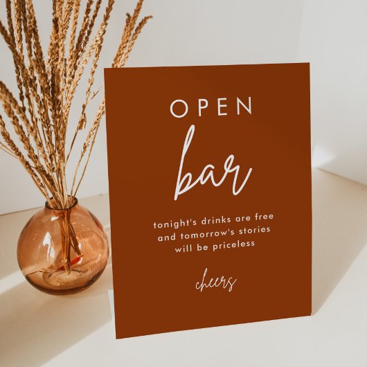 テラコッタ結婚ラストのオープンバーテーブルの標識 台座サイン