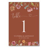 テラコッタ結婚ワイルドフラワーのテーブル番号 テーブルナンバー (裏面)