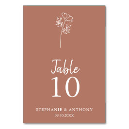 テラコッタ結婚ワイルドフラワー テーブルナンバー