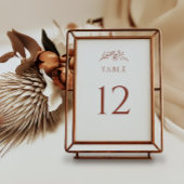 テラコッタ結婚ワイルドフラワー テーブルナンバー