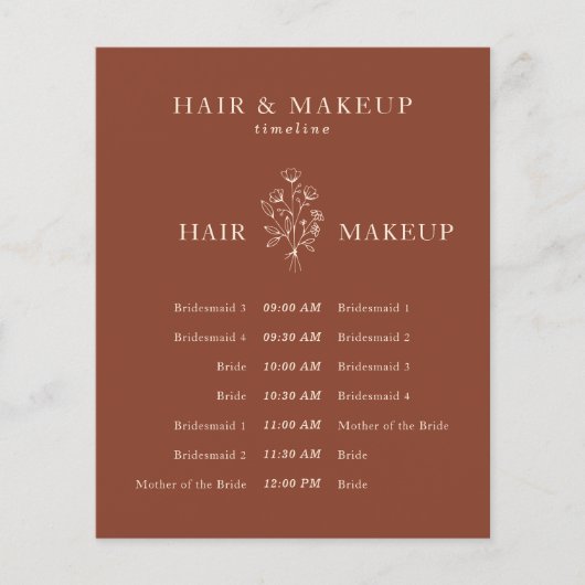 テラコッタ結婚予算のヘアメイクタイムライン チラシ (正面)