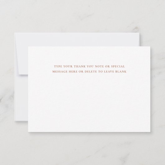 テラコッタ結婚式の日ありがとうフラットノートカード 招待状 (裏面)