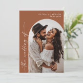 テラコッタ結婚式招待状 | Boho Photo 結婚's 招待状 (スタンド正面)