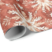 テラコッタ絵を描スノーフレークホリデークリスマス ラッピングペーパー (ロールコーナー)