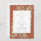 テラコッタ緑のお祝いの写真 招待状 (正面)