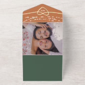 テラコッタ緑のストリングラ結婚イトのQRコード オールインワン招待状 (外側)