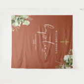 テラコッタ緑のバプテスマ写真の背景 タペストリー (正面(横))