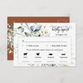 テラコッタ緑の応答カード4食選択 出欠カード (正面/裏面)