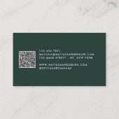 テラコッタ緑の抽象芸術モダンQRコード 名刺 (裏面)