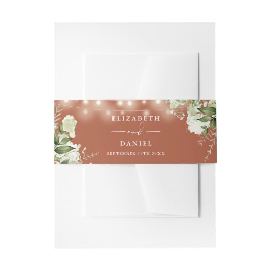 テラコッタ緑の文字列のラ結婚イツ 招待状ベリーバンド (正面例)