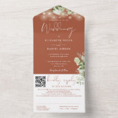 テラコッタ緑の文字列ライトQRコード結婚の オールインワン招待状 (内側)