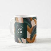 テラコッタ緑の絵を描抽象芸術ミニマルモダン コーヒーマグカップ (正面左)
