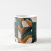 テラコッタ緑の絵を描抽象芸術ミニマルモダン コーヒーマグカップ (中央)