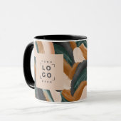 テラコッタ緑の絵を描抽象芸術ミニマルモダン マグカップ (正面左)