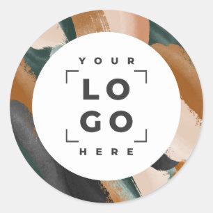 テラコッタ緑の絵を描抽象芸術ミニマルモダン ラウンドシール