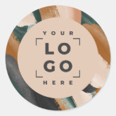 テラコッタ緑の絵を描抽象芸術ミニマルモダン ラウンドシール (正面)