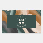 テラコッタ緑の絵を描抽象芸術ミニマルモダン 長方形シール (正面)