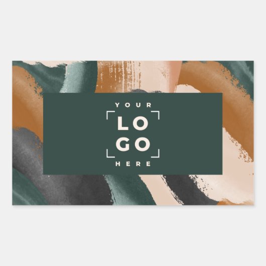 テラコッタ緑の絵を描抽象芸術ミニマルモダン 長方形シール (正面)