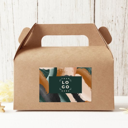 テラコッタ緑の絵を描抽象芸術ミニマルモダン 長方形シール