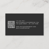 テラコッタ緑の黒い抽象芸術モダンQRコード 名刺 (裏面)