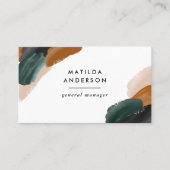 テラコッタ緑の黒い抽象芸術モダンQRコード 名刺 (正面)