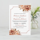 テラコッタ縁どフローラ写真QRコード結婚ズ 招待状 (スタンド正面)