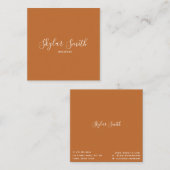テラコッタ美容師サロンミニマル スクエア名刺 (正面/裏面)