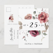 テラコッタ自然ブルゴーニュ秋ボホザデイト インビテーションポストカード (正面/裏面)