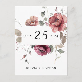 テラコッタ自然ブルゴーニュ秋ボホザデイト インビテーションポストカード