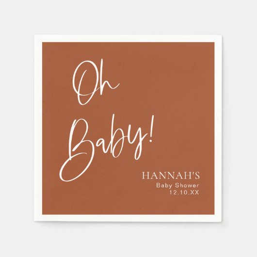 テラコッタ自然ボヘミアンベビーシャワー スタンダードカクテルナプキン (正面)