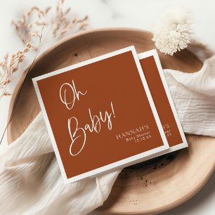 テラコッタ自然ボヘミアンベビーシャワー スタンダードカクテルナプキン